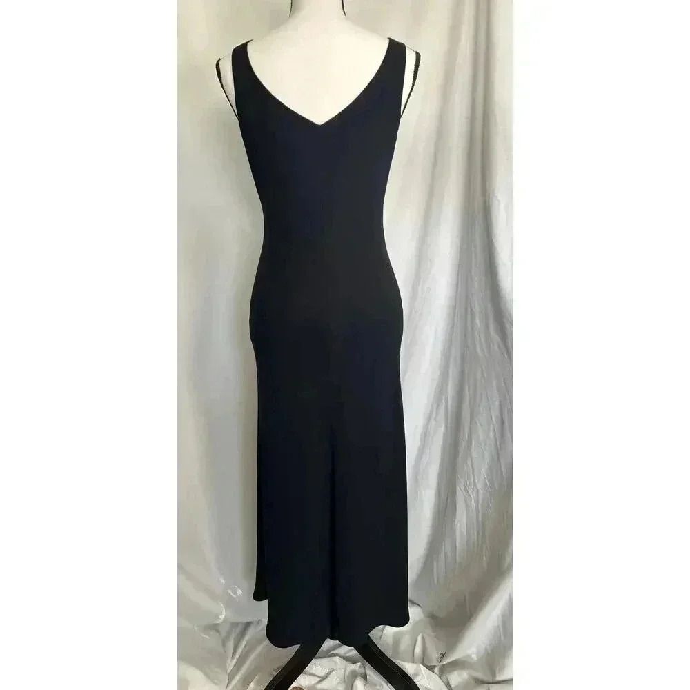 Vintage 90s Rhinestone LBD Evening Bias Cut Black Maxi Dress Jones New York Sz 8 - Picture 3 of 16